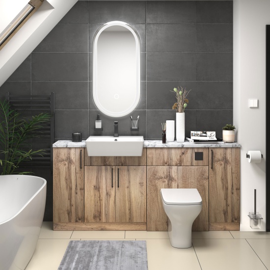 oliver Oak 1800 vanity and wc toilet pack black handles