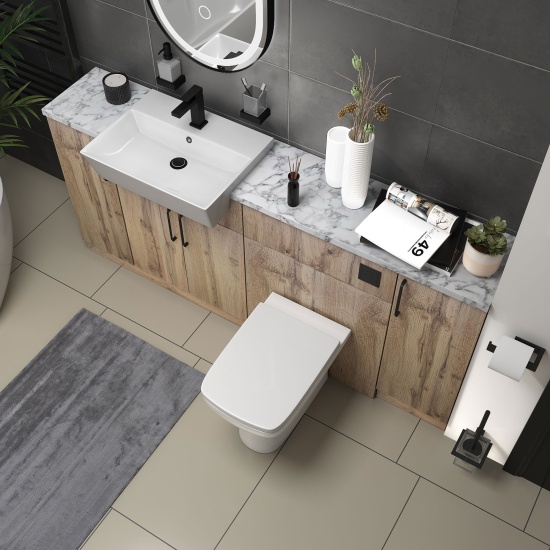 oliver oak 1800 vanity and wc toilet pack black handles