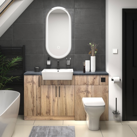oliver Oak 1500 sink unit with wc toilet complete suite black handles