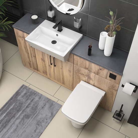 oliver Oak 1500 sink unit with wc toilet complete suite black handles