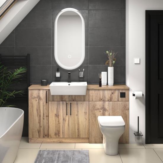 oliver Oak 1500 sink unit with wc toilet complete suite black handles