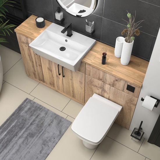 oliver Oak 1500 sink unit with wc toilet complete suite black handles
