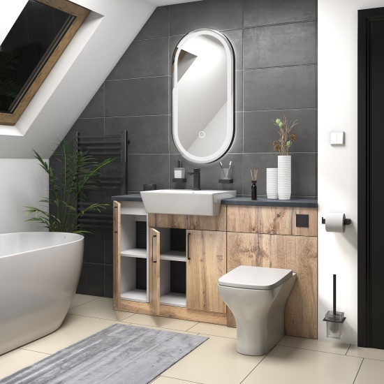 oliver Oak 1500 sink unit with wc toilet complete suite black handles