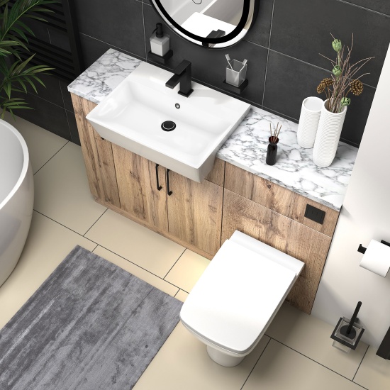 oliver oak 1300 basin unit with toilet suite black handles