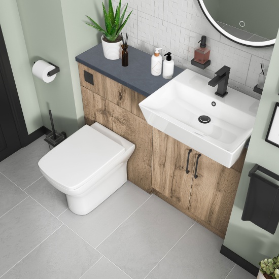 oliver 1200 Oak vanity and toilet package Black Handles