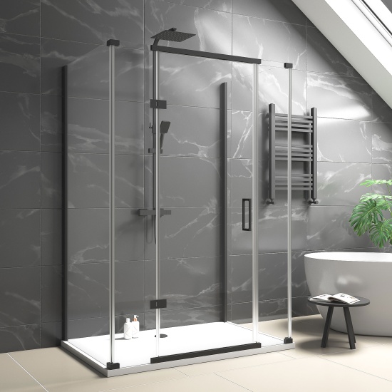 havana black 1400 inline hinged corner shower enclosure