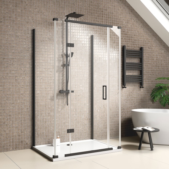 havana black 1200 inline hinged corner shower enclosure