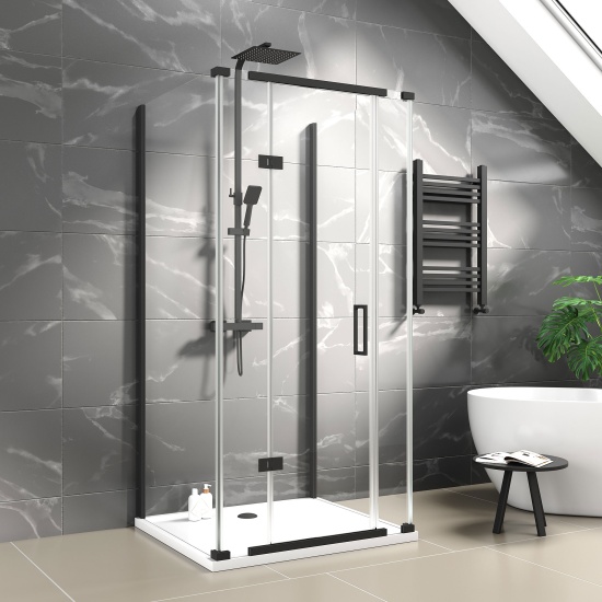 havana black 1000 inline hinged corner shower enclosure