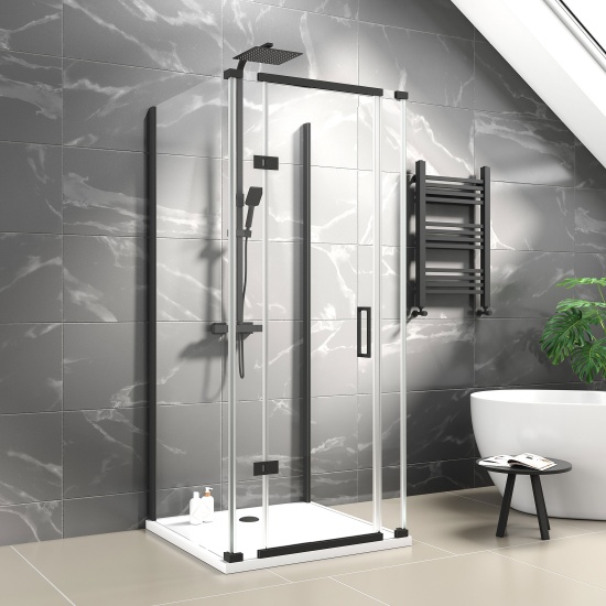 havana black 900 inline hinged corner shower enclosure