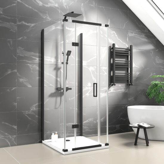 havana black 800 inline hinged corner shower enclosure
