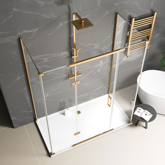 havana gold 1700 inline hinged shower enclosure three sided