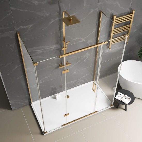 havana gold 1500 inline hinged shower enclosure three sided