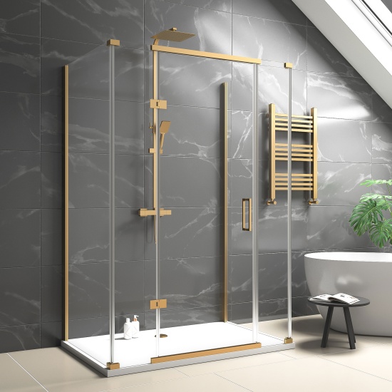 havana gold 1400 inline hinged corner shower enclosure