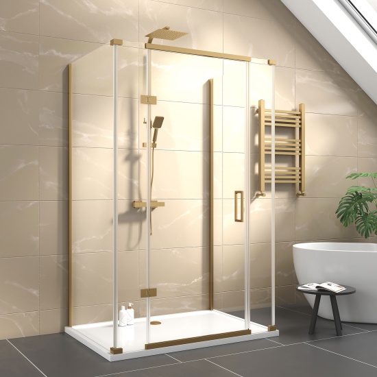 havana gold 1300 inline hinged corner shower enclosure