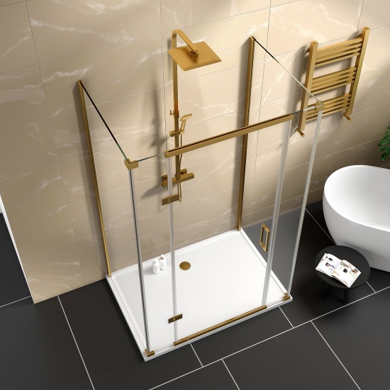 havana gold 1300 inline hinged shower enclosure three sided