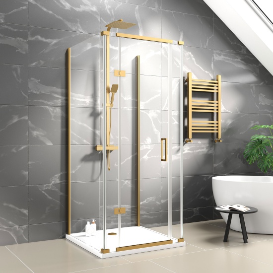 havana gold 900 inline hinged corner shower enclosure