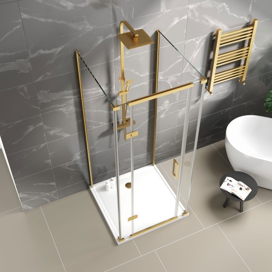 havana gold 900 inline hinged one wall shower enclosure