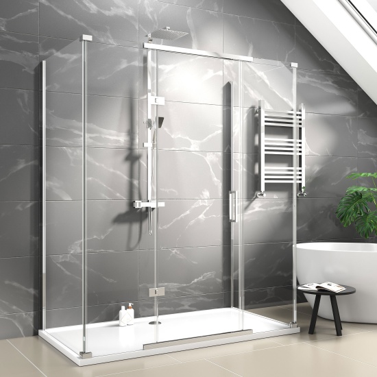 havana chrome 1700 inline hinged corner shower enclosure
