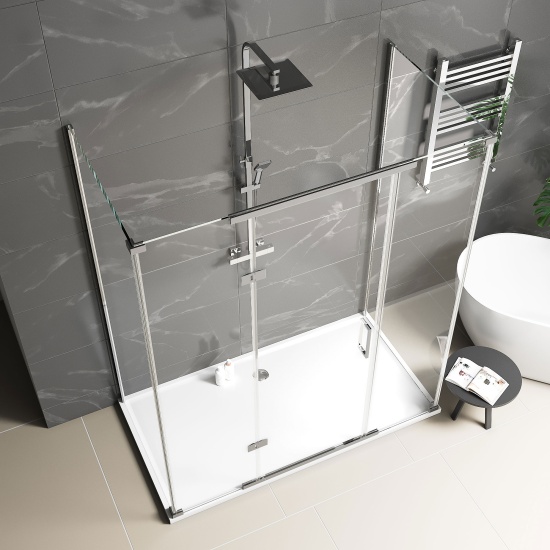 havana chrome 1700 inline hinged corner shower enclosure