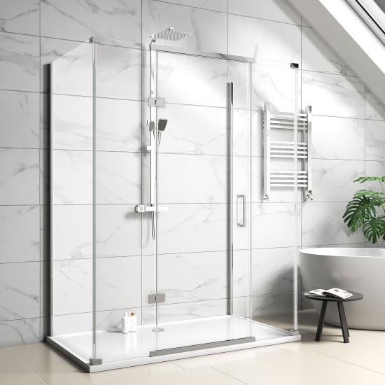 havana chrome 1600 inline hinged corner shower enclosure