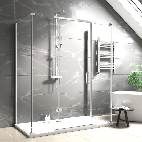 havana chrome 1500 inline hinged corner shower enclosure