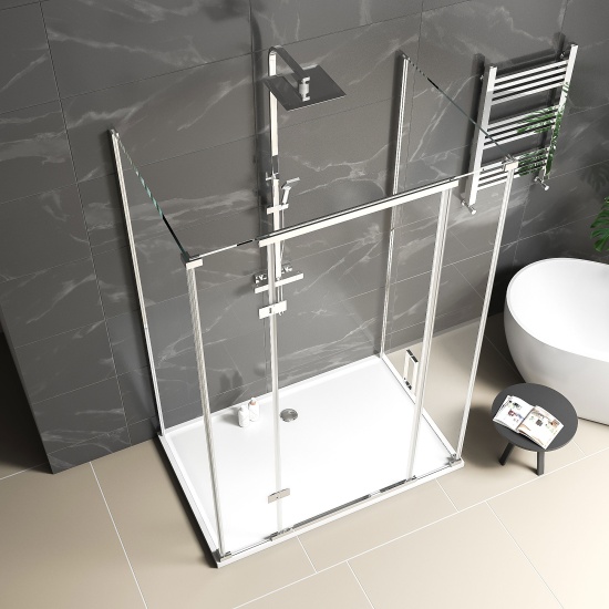 havana chrome 1400 inline hinged shower enclosure three sided