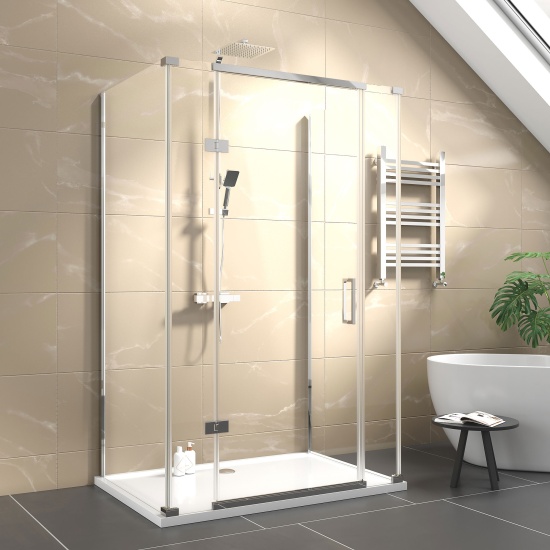 havana chrome 1300 inline hinged corner shower enclosure