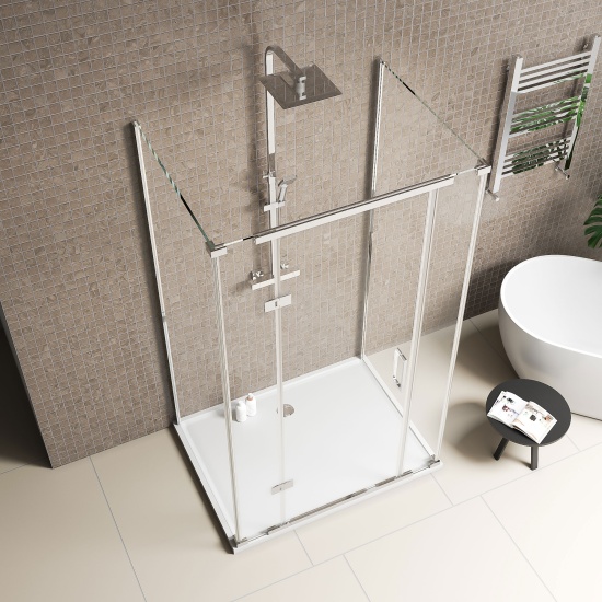 havana chrome 1200 inline hinged 8mm shower enclosure three sided