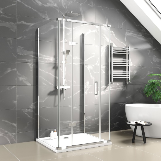 havana chrome 1000 inline hinged corner shower enclosure