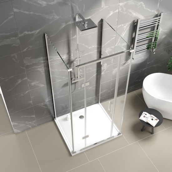 havana chrome 1000 inline hinged shower enclosure three sided