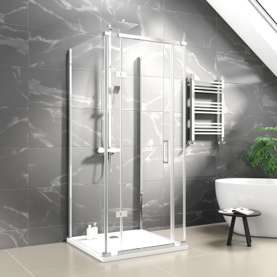 havana chrome 900 inline hinged corner shower enclosure