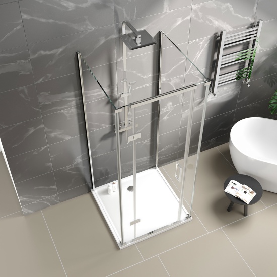 havana chrome 900 inline hinged 8mm shower enclosure three sided