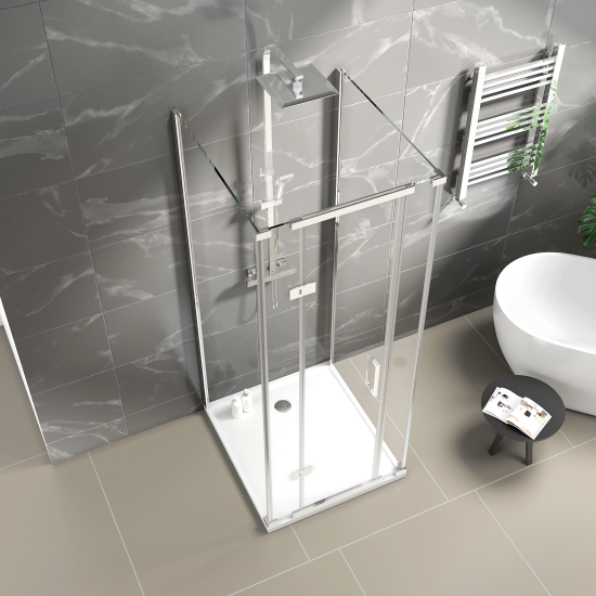havana chrome 800 inline hinged shower enclosure three sided