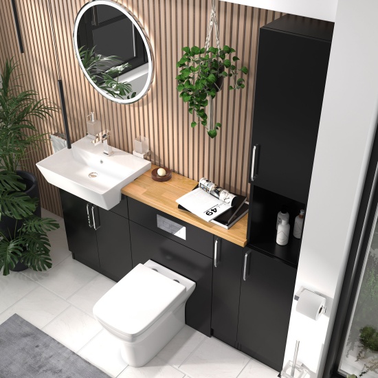 oliver 1700 matt black vanity toilet tallboy package