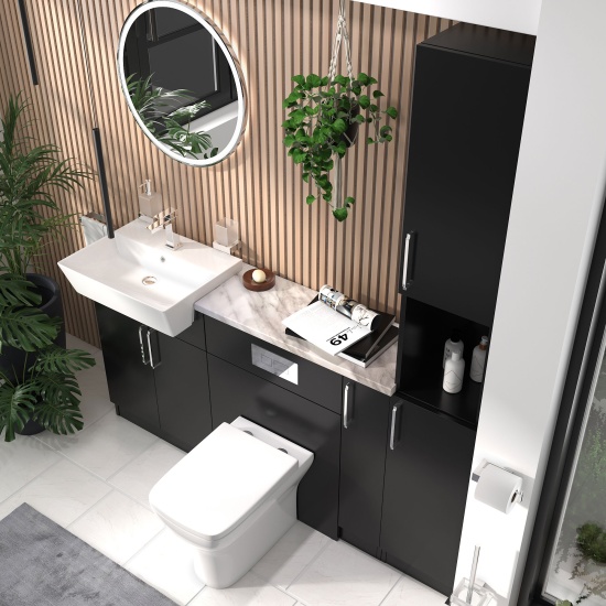 oliver 1700 matt black vanity toilet tallboy package