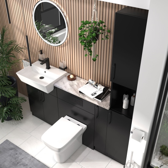 oliver 1700 matt black vanity toilet tallboy package