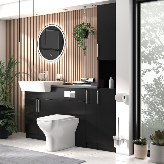 oliver 1700 matt black vanity toilet tallboy package