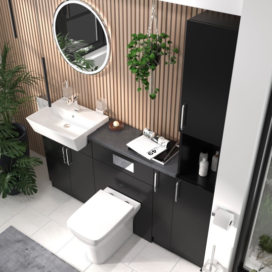 oliver 1700 matt black vanity toilet tallboy package