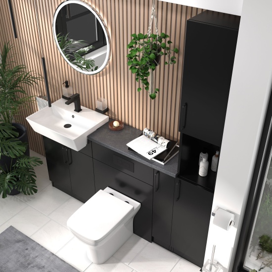 oliver 1700 matt black vanity toilet tallboy package