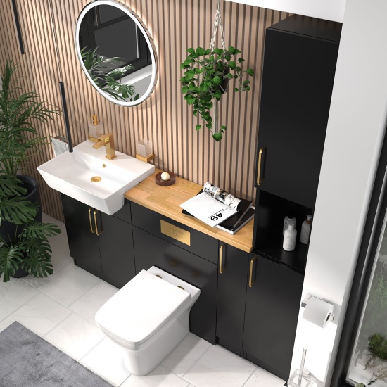 oliver 1700 matt black vanity toilet tallboy package