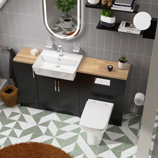 oliver matt black 1500 sink unit with wc toilet complete suite