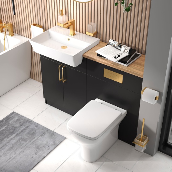 oliver 1200 matt black vanity and toilet package