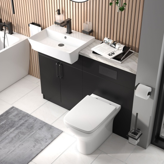 oliver 1200 matt black vanity and toilet package