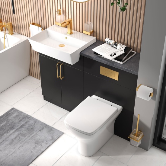 oliver 1200 matt black vanity and toilet package