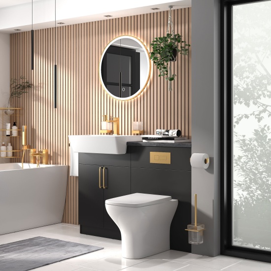 oliver 1200 matt black vanity and toilet package