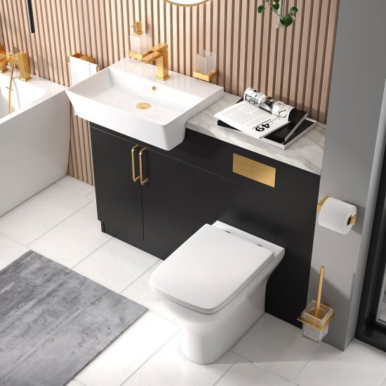 oliver 1200 matt black vanity and toilet package