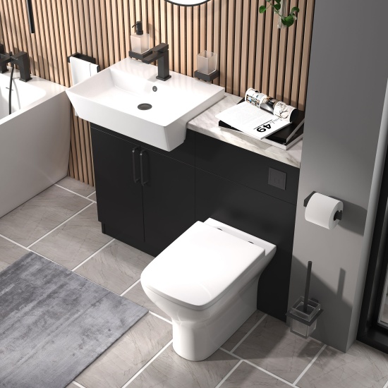 oliver matt black 1100 fitted furniture unit with vanity toilet