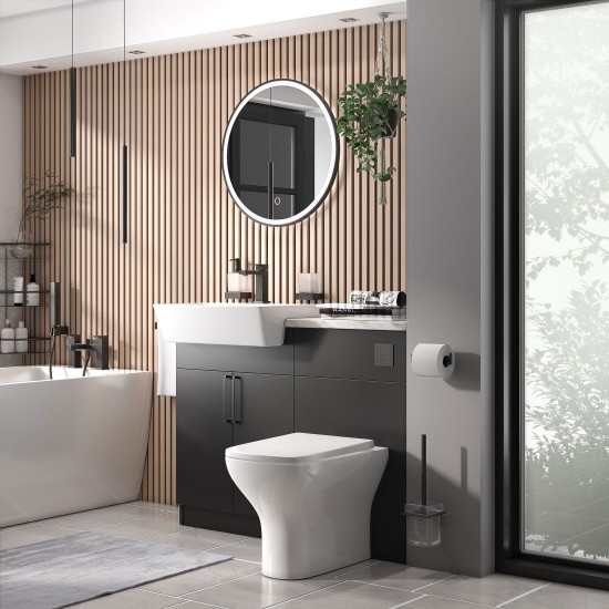 oliver matt black 1100 fitted furniture unit with vanity toilet