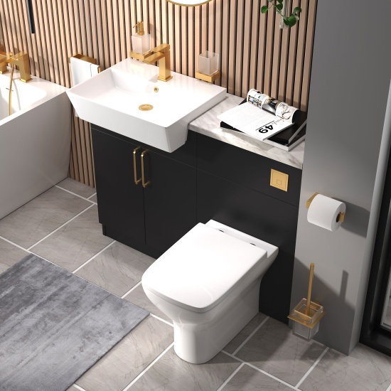 oliver matt black 1100 fitted furniture unit with vanity toilet