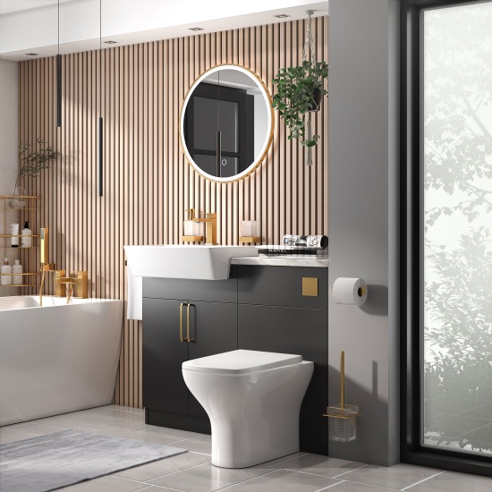 oliver matt black 1100 fitted furniture unit with vanity toilet